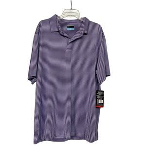 PGA Tour Mens XL Purple & White Striped Size XL Moisture Wicking New With Tags